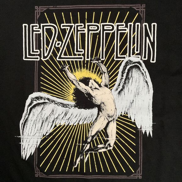 Led Zeppelin Large Icarus Black Retro Print Band Tee T-Shirt Unisex - Picture 6 of 6